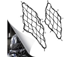 Shuny 2 stuks vrachtnet met haken, kleine Bungee Cargo Beveiligingsnet, helm Cargo Net, Intrekbare Elastische Touwband Bungee Net met 6 haken voor motorfiets Bagage Deksel 400 x 400mm