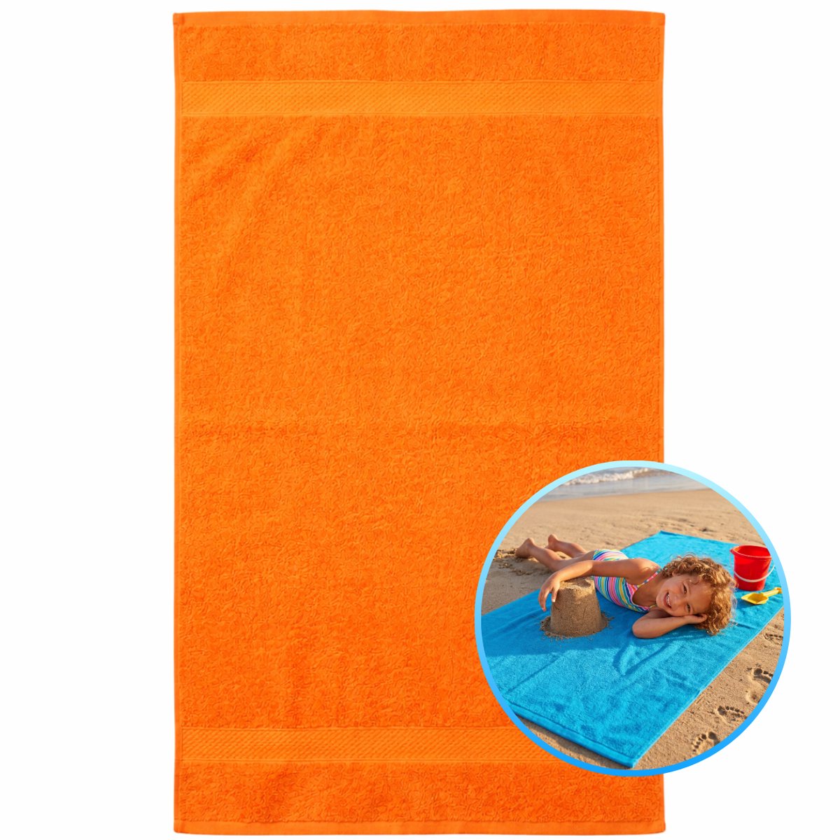 Funnies Kinderstrandlaken 70x140cm Oranje - Strandlaken Voor Kinderen - 100% Katoen