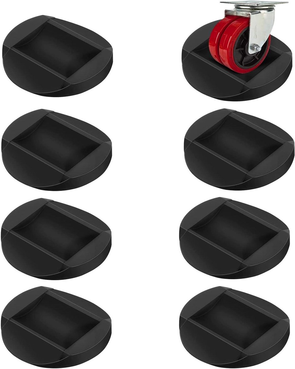Meubelbekers 8 stuks - Wielstoppers meubelstopper - Meubels beschermen - Massief rubberen ontwerp - 3 x 3 inch - Zwart