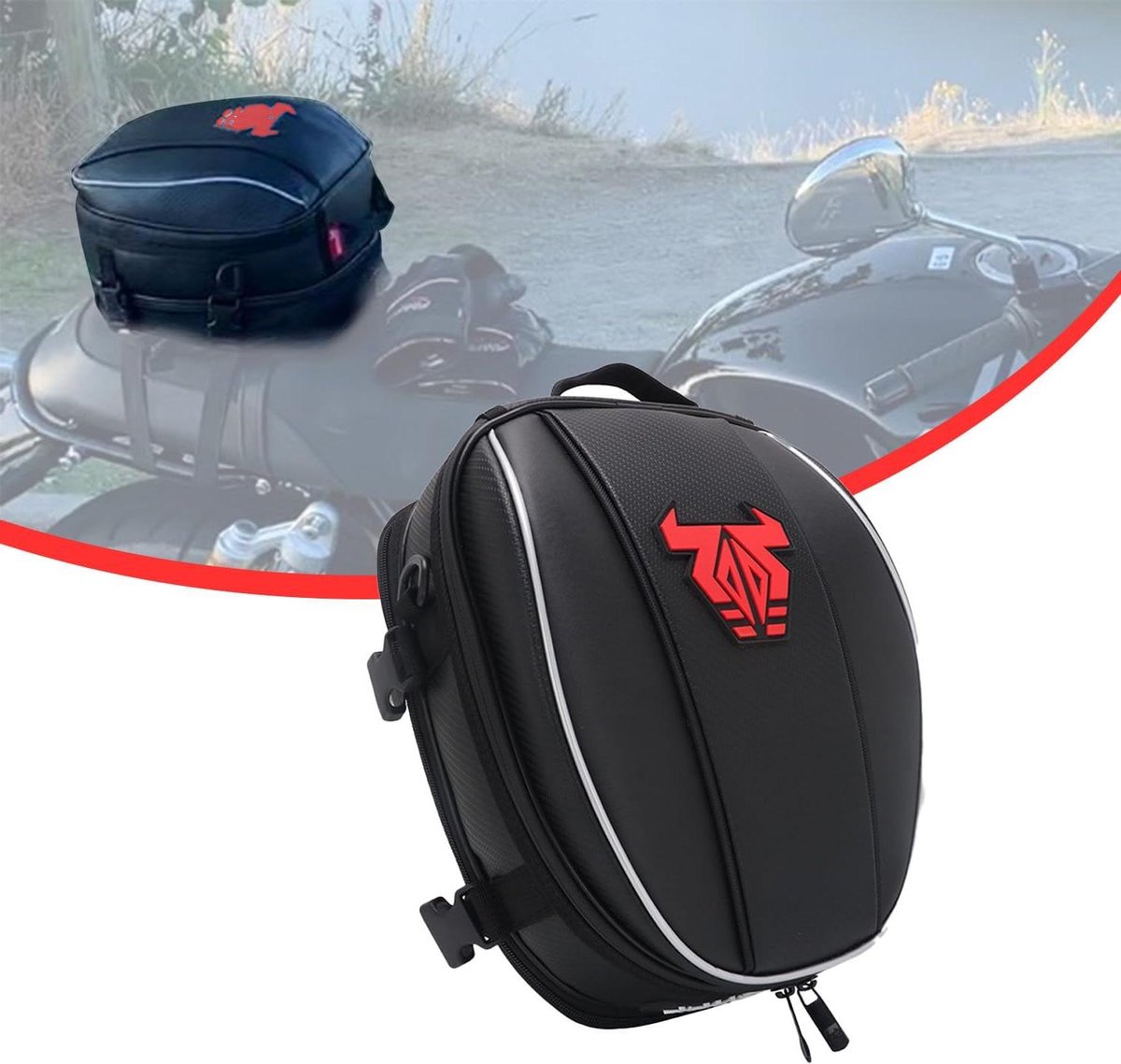 Motorfiets Bagage Tas - Zadeltas Motor - Motorrijden Opbergen - Waterafstotend PU Leer - 15 Liter - Rood