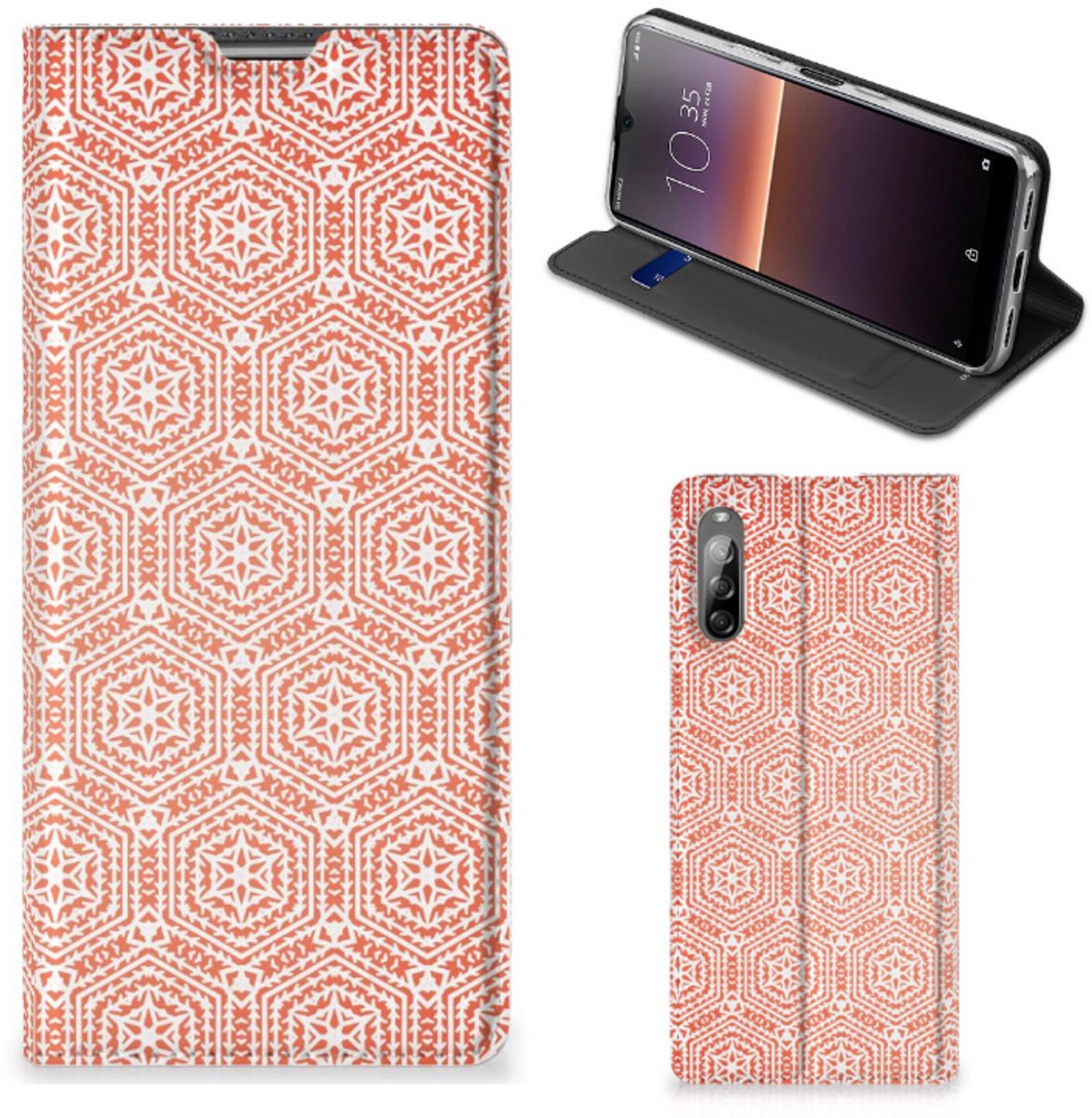 Sony Xperia L4 Hoesje met Magneet Pattern Orange