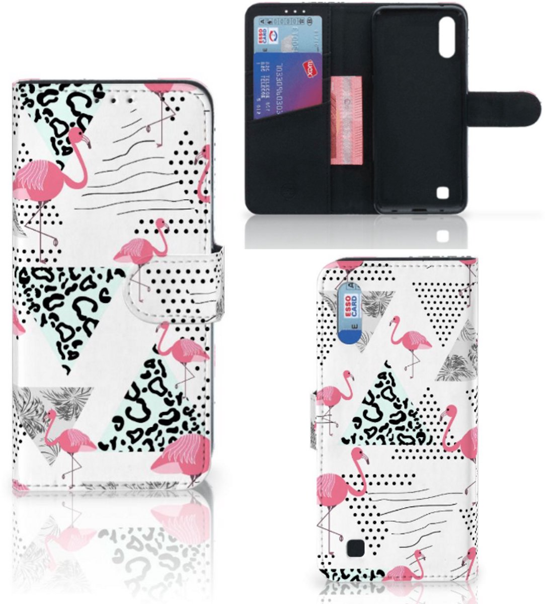 Samsung Galaxy M10 Telefoonhoesje met Pasjes Flamingo Triangle