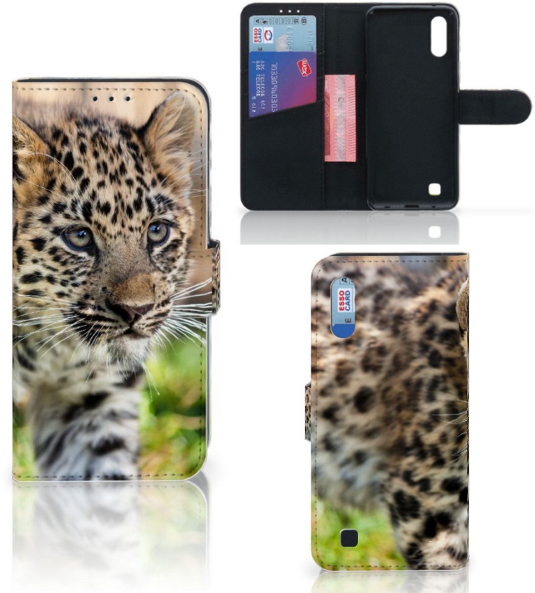 Samsung Galaxy M10 Telefoonhoesje met Pasjes Baby Luipaard
