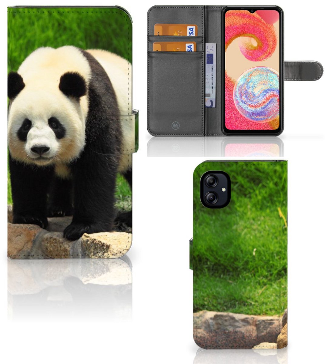 Samsung Galaxy A04e Telefoonhoesje met Pasjes Panda