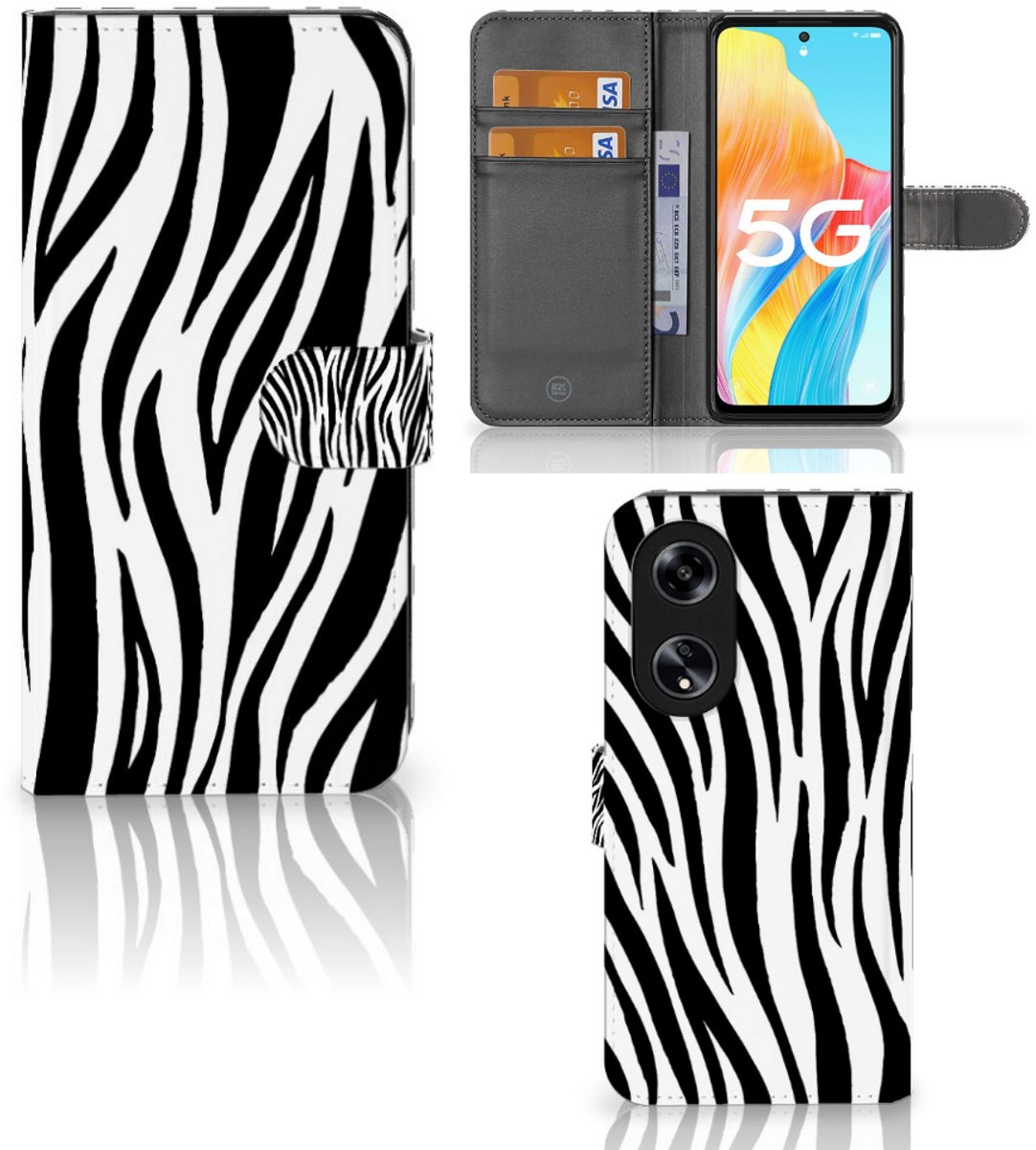 OPPO Reno8 T 5G Telefoonhoesje met Pasjes Zebra