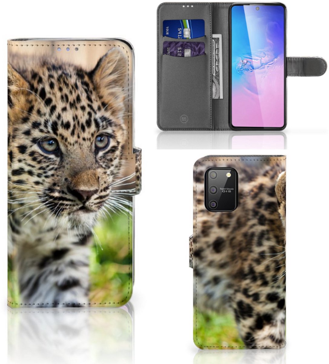 Samsung S10 Lite Telefoonhoesje met Pasjes Baby Luipaard