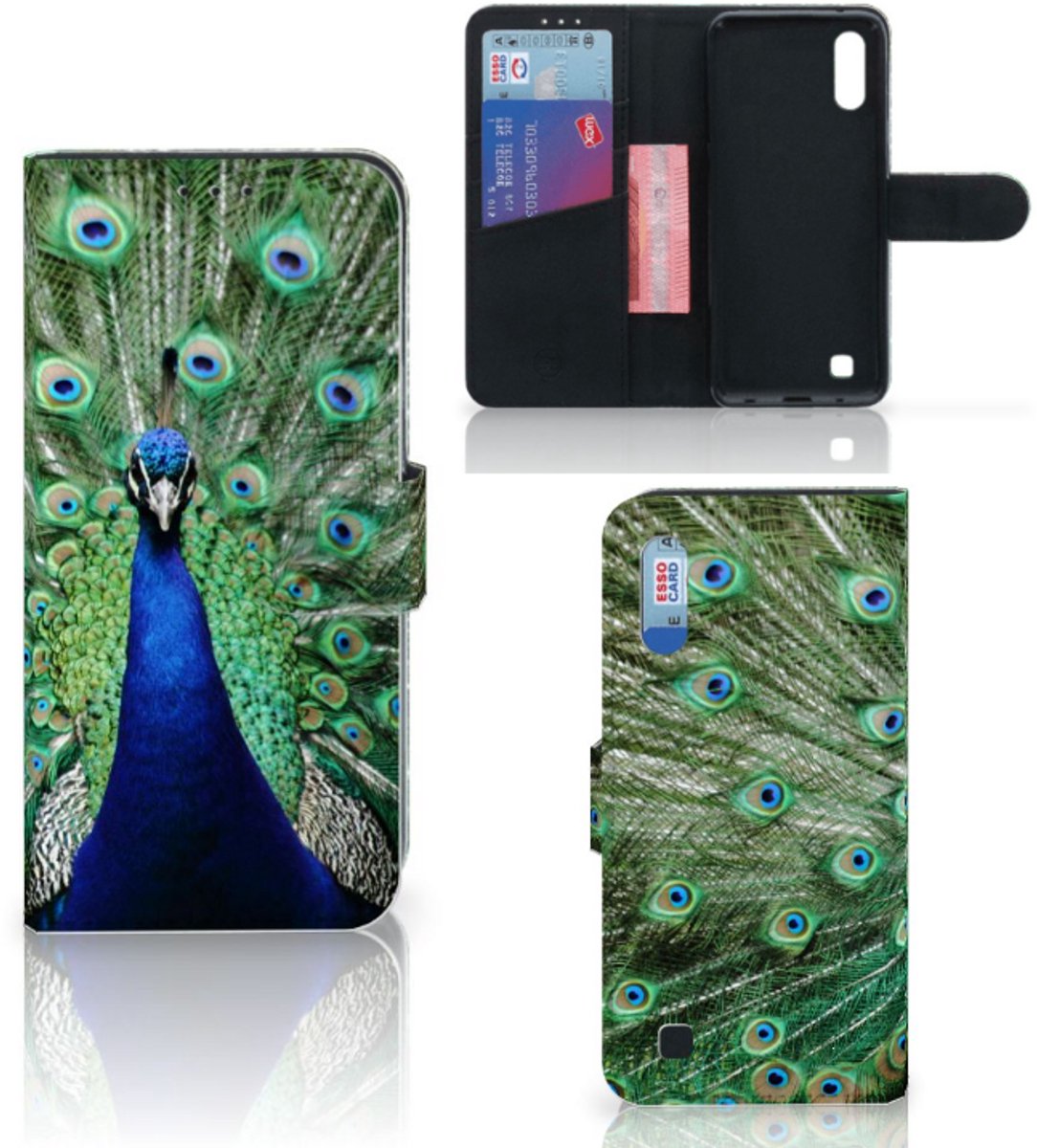 Samsung Galaxy M10 Telefoonhoesje met Pasjes Pauw