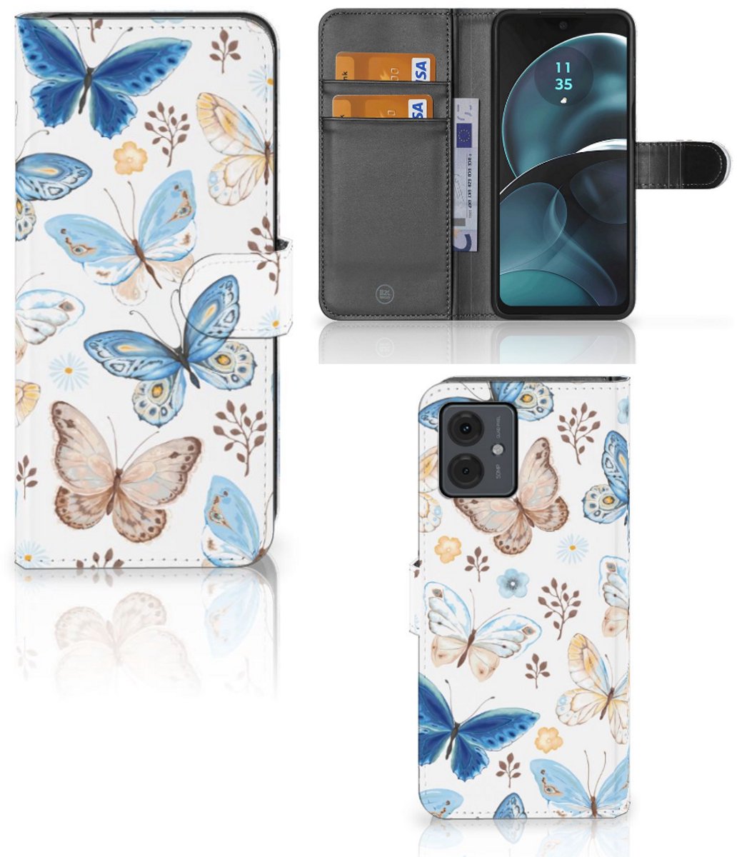Telefoonhoesje met Pasjes voor Motorola Moto G14 Vlinder