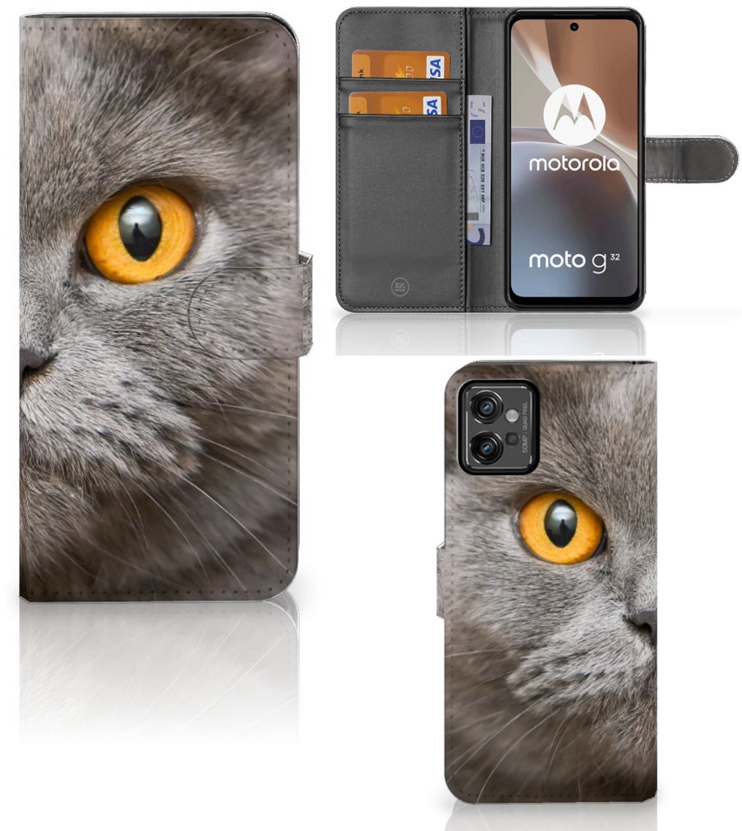 Telefoonhoesje met Pasjes Motorola Moto G32 Britse Korthaar