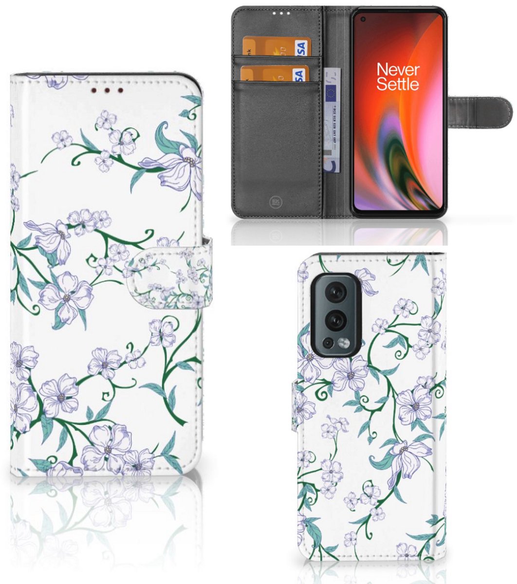 Book Case voor OnePlus Nord 2 5G Uniek Hoesje Blossom White