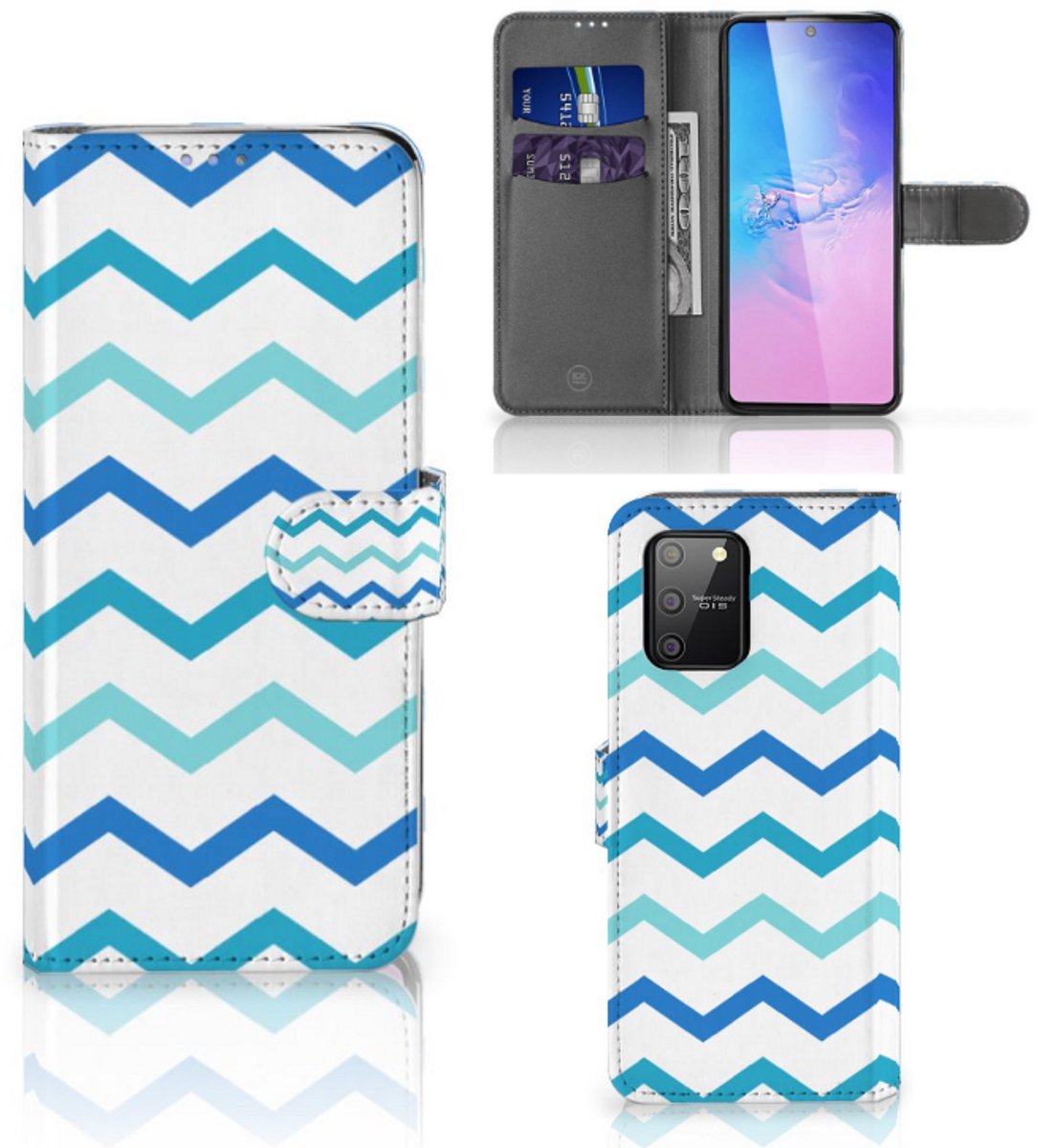 Samsung S10 Lite Telefoon Hoesje Zigzag Blauw