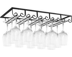 MOCOUM Onder kast wijnglas rek glaswerk rek, wijnglazen hanger rek draad wijnglas houder opslag hanger voor kast keuken bar (zwart, 5 rijen 1 Pack)