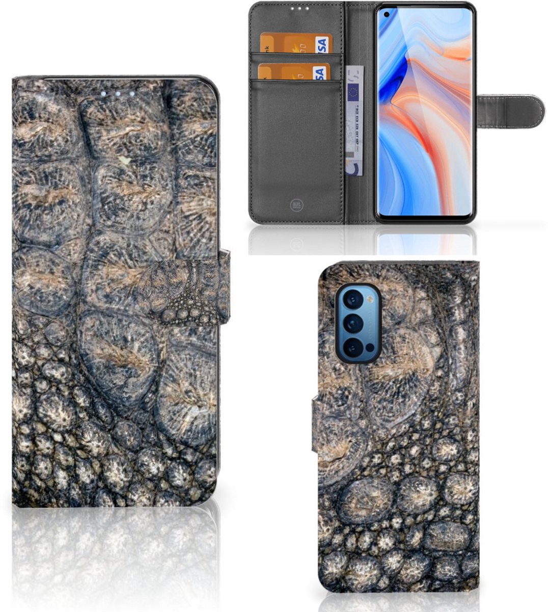 OPPO Reno 4 Pro 5G Telefoonhoesje met Pasjes Krokodillenprint