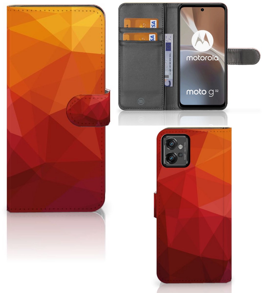 Book Case voor Motorola Moto G32 Polygon Red