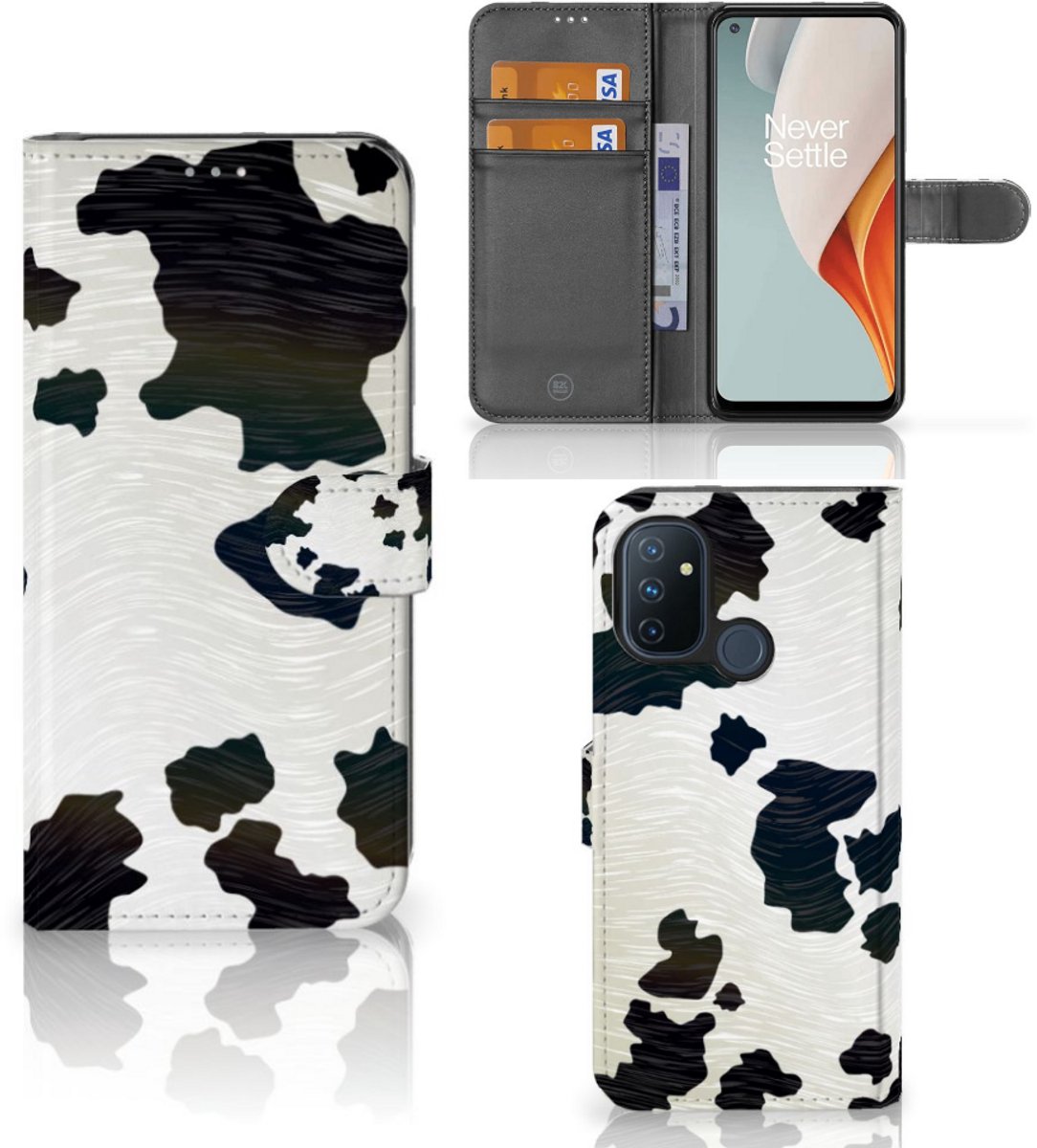 OnePlus Nord N100 Telefoonhoesje met Pasjes Koeienvlekken