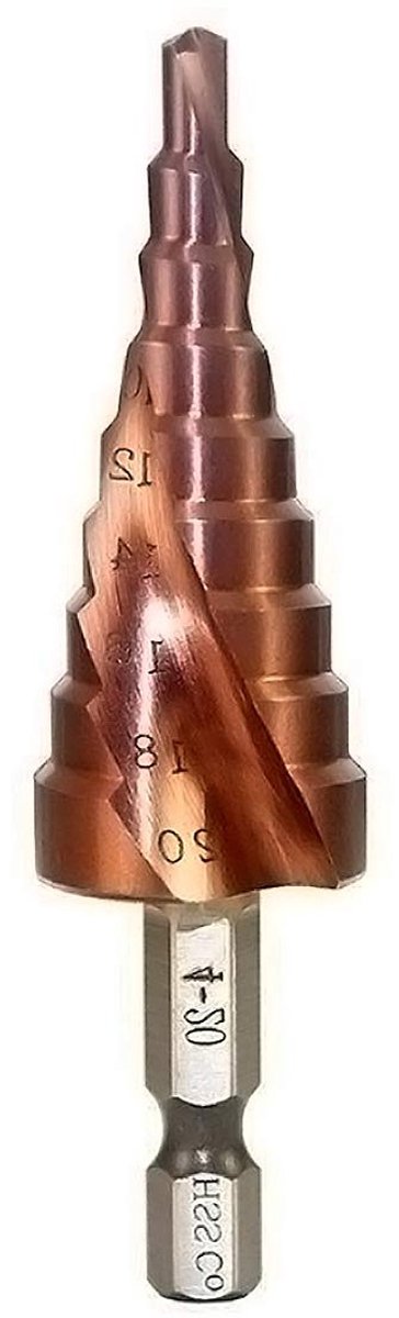 HSS M35 Co Spiral Flute Step Drill Bit 4-20mm voor Multi-Doeleinden, Cobalt Boor voor Hout en Metaal, Duurzaam en Efficiënt Gereedschap