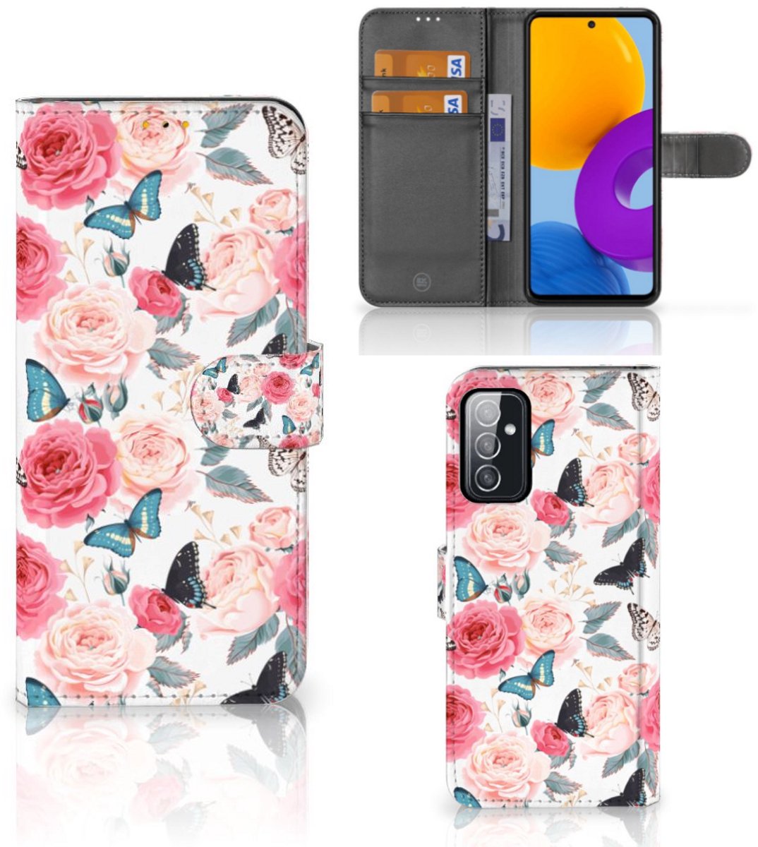 Book Case voor Samsung Galaxy M52 Hoesje Butterfly Roses