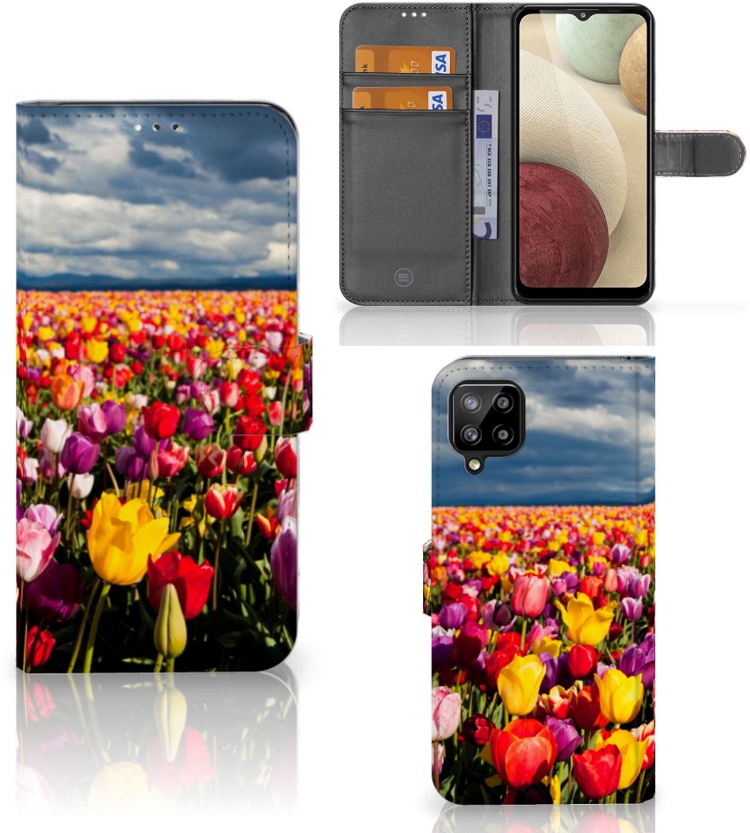 Boekhoesje voor Samsung Galaxy A12 Hoesje Tulpen