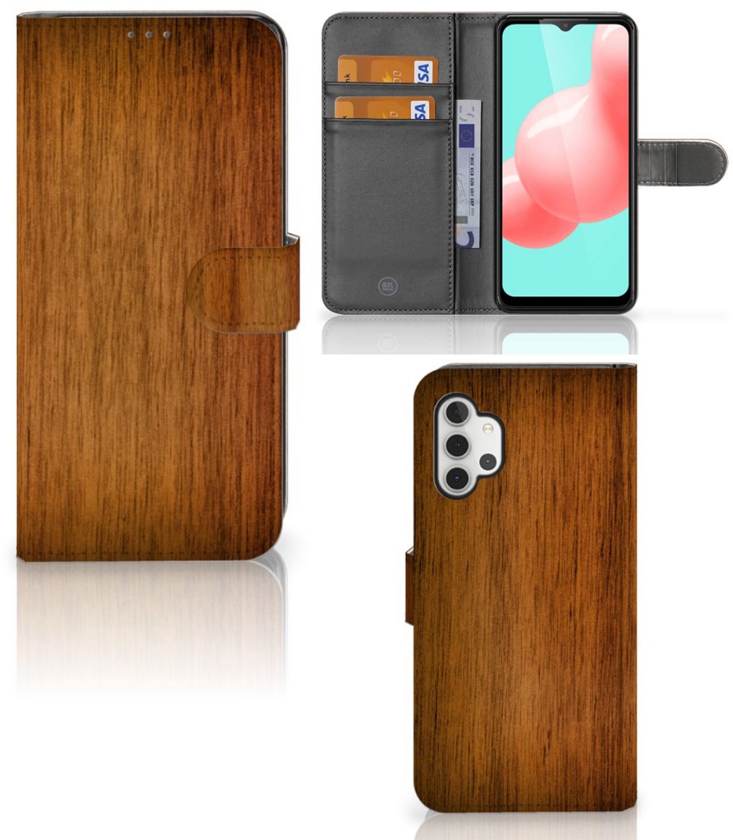 Samsung Galaxy A32 5G Book Style Case Donker Hout