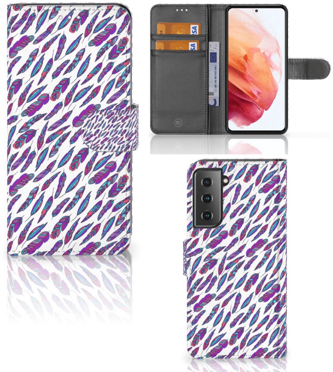 Samsung Galaxy S21 Telefoon Hoesje Feathers Color