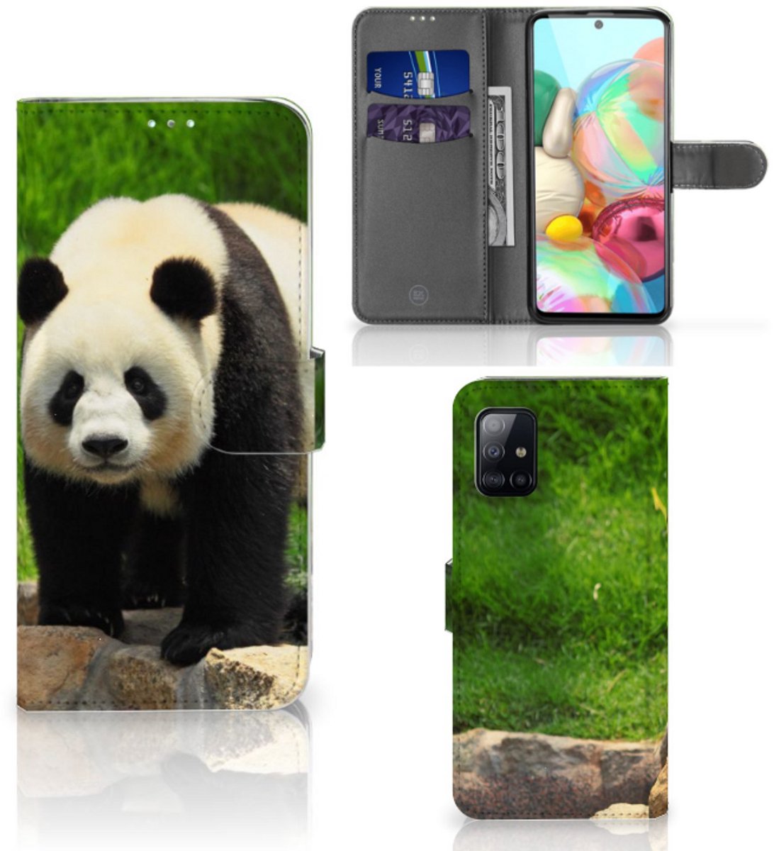 Samsung Galaxy A71 Telefoonhoesje met Pasjes Panda