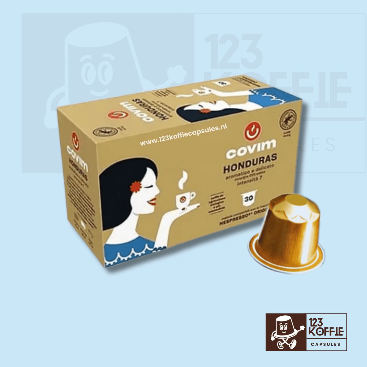 Milde Arabica espresso capsules Nespresso® Honduras 30 stuks Covim