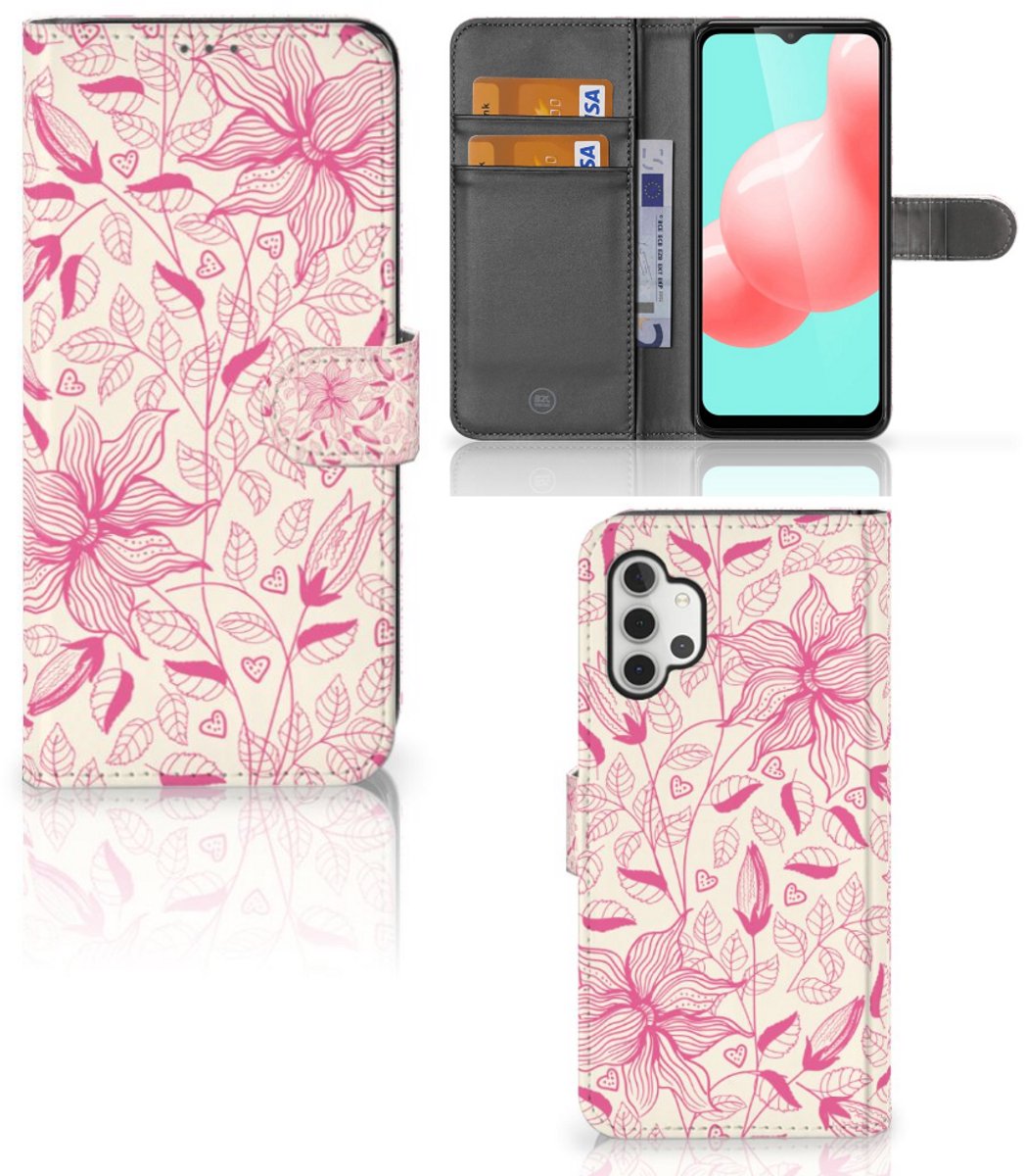 Samsung Galaxy A32 5G Hoesje Pink Flowers