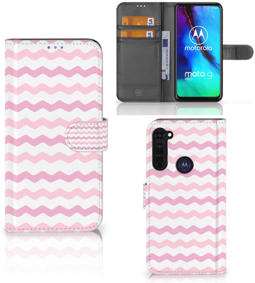 Motorola Moto G Pro Telefoon Hoesje Waves Roze