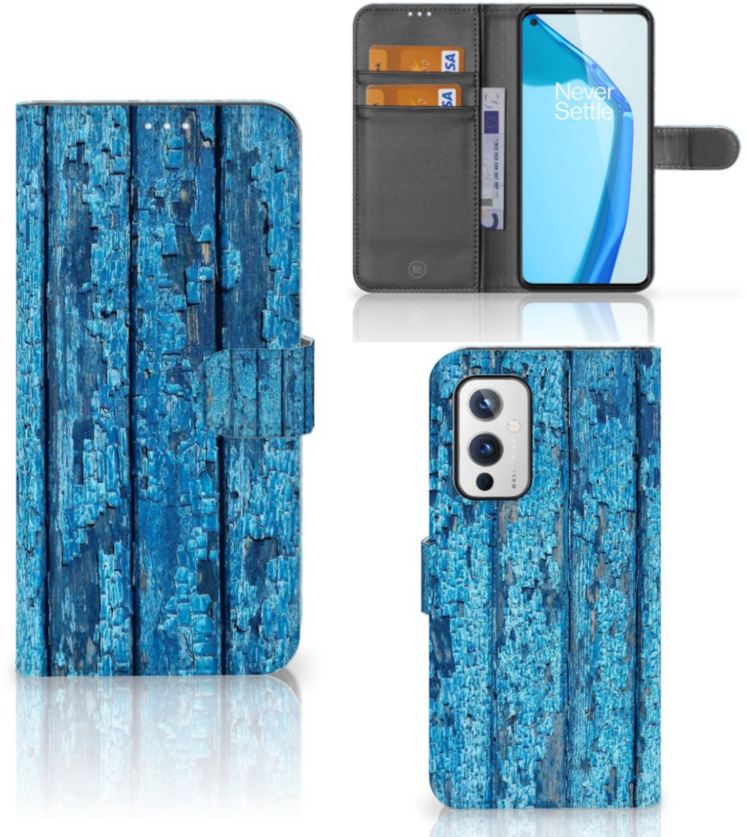 OnePlus 9 Book Style Case Wood Blue