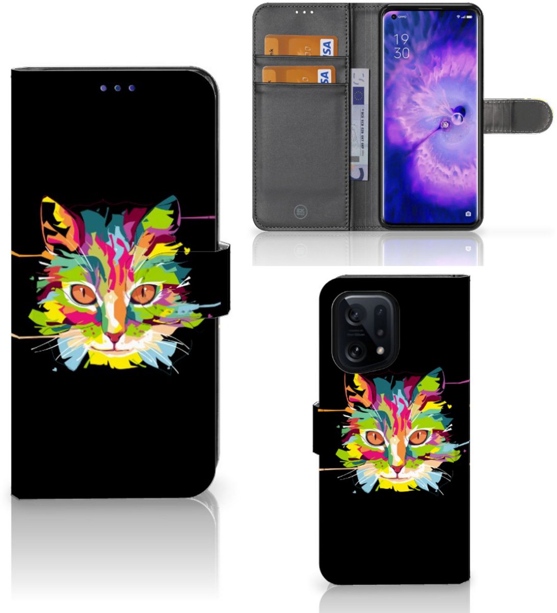 OPPO Find X5 Leuk Hoesje Cat Color