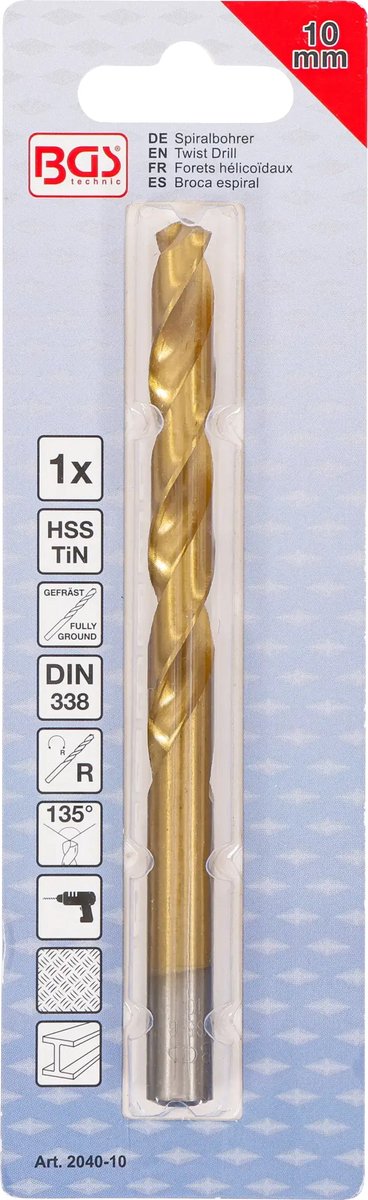 BGS-draaiboor HSS-G titaangenitreerd 10,0 mm - 2040-10