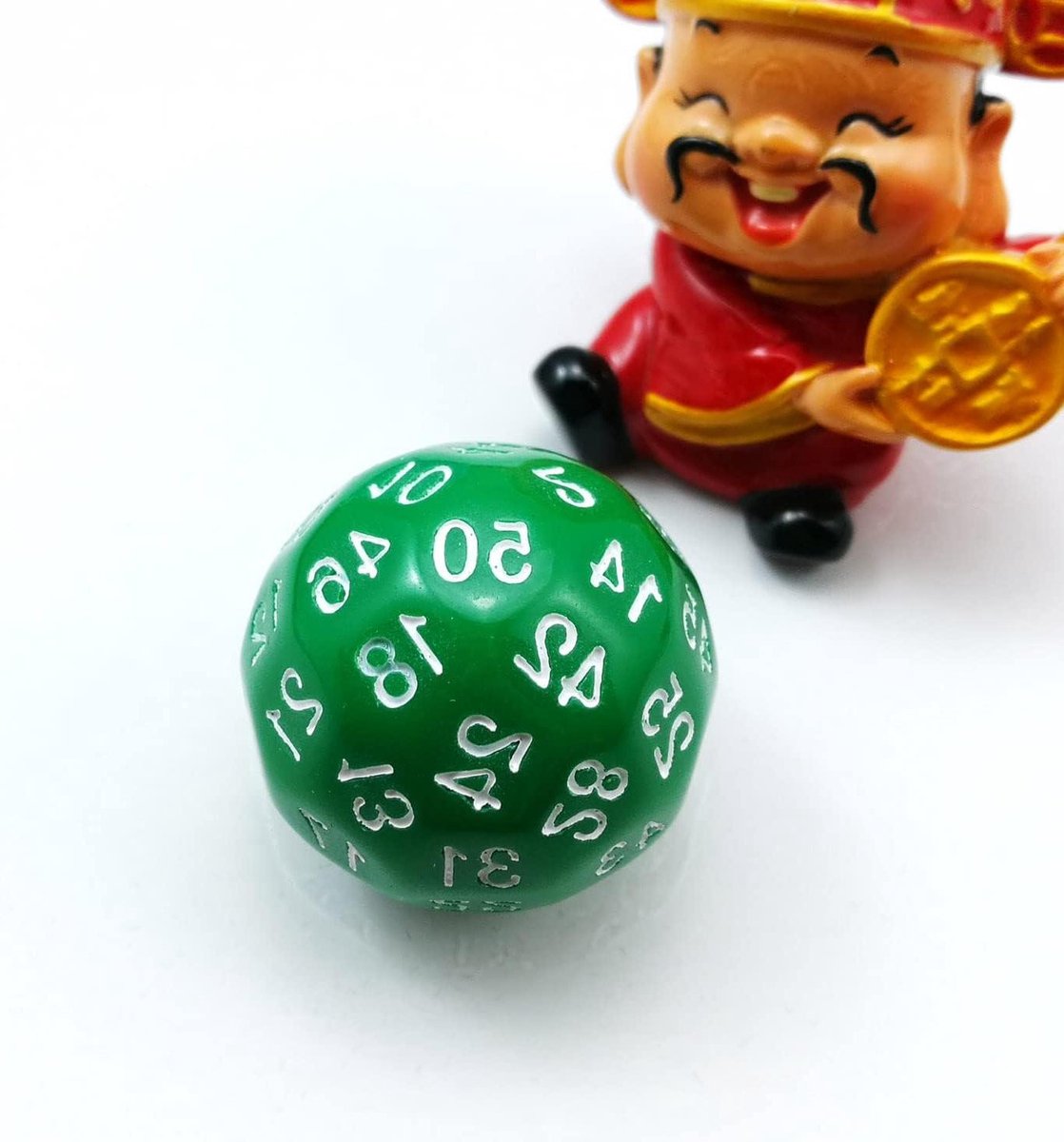 Veelvlaks Dobbelsteen - 50 Zijden Dobbelsteen - Tabletop Gaming - Grote 30mm Afmeting - 50 Zijdige - Groen