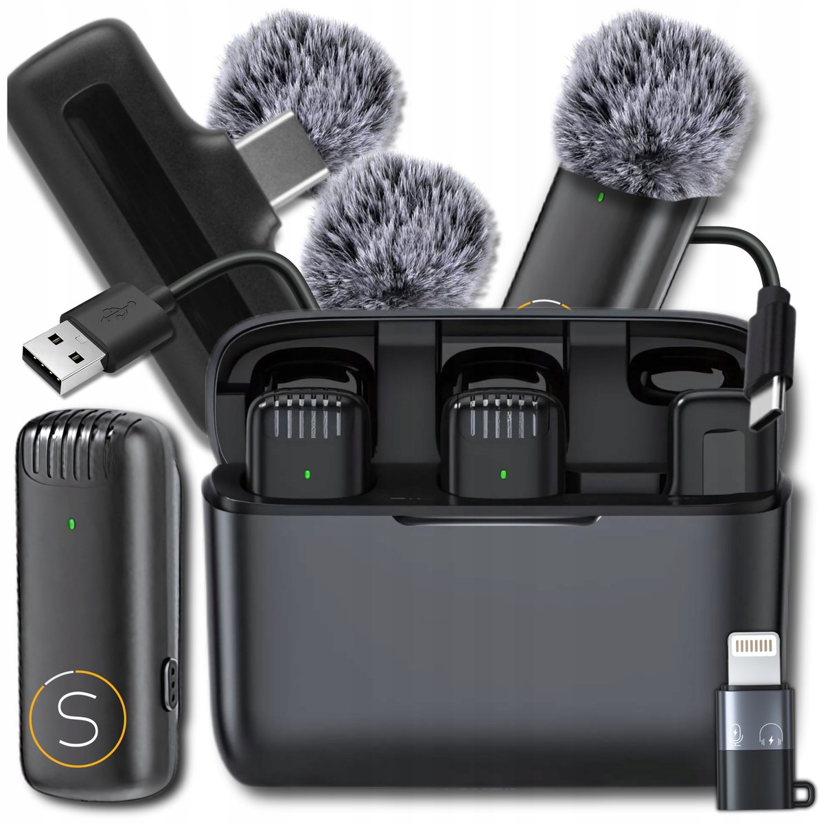 Slayo Mike S11 - Draadloze Krawat Microfoon - USB-C en Lightning - 20m bereik