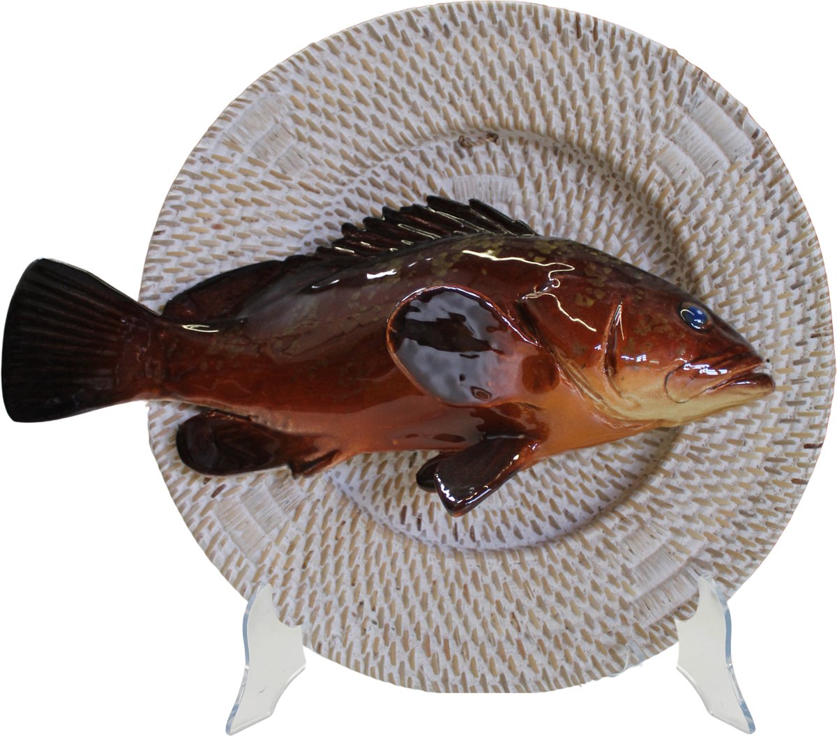 Cernia Multi Grande op een wit rotan bord, 27cm rond