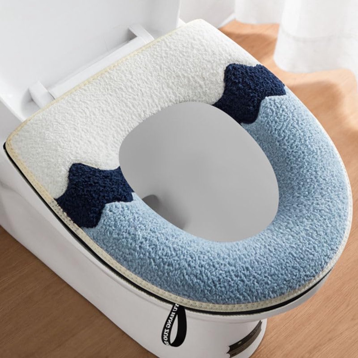 Toiletbrilhoes - 1 stuk - Verdikte, zachte toiletbrilhoes met handvat, zacht en verdikt, wasbaar, geschikt voor alle ovale toiletbrillen, grijs