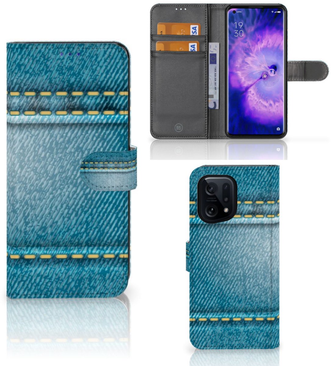 OPPO Find X5 Wallet Case met Pasjes Jeans
