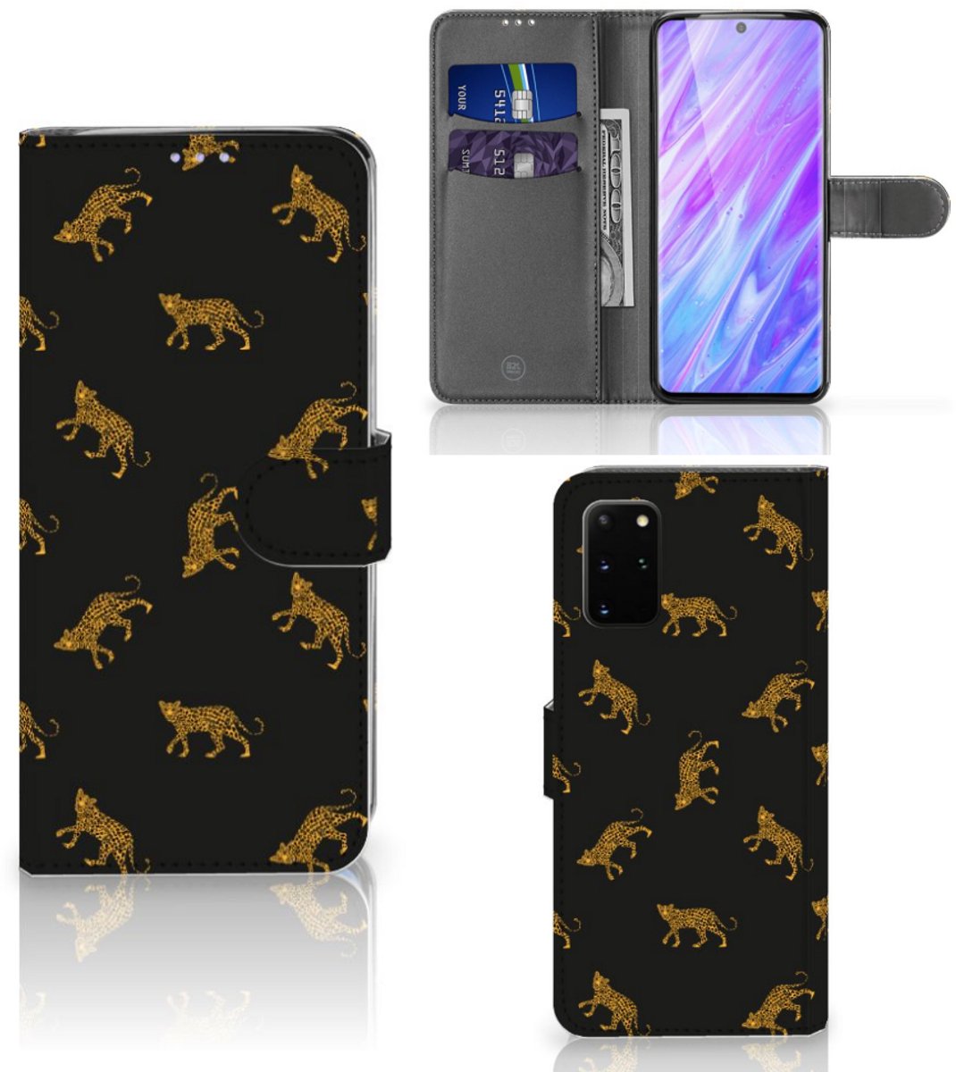 Telefoonhoesje met Pasjes voor Samsung Galaxy S20 Plus Leopards