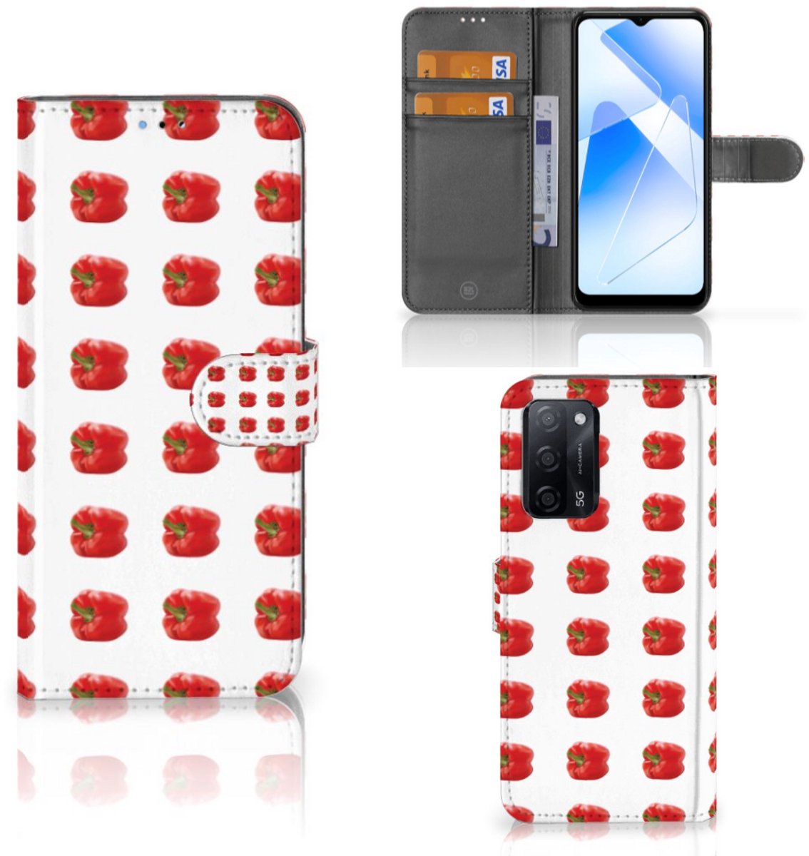 OPPO A16/A16s/A54s Book Cover Paprika Red