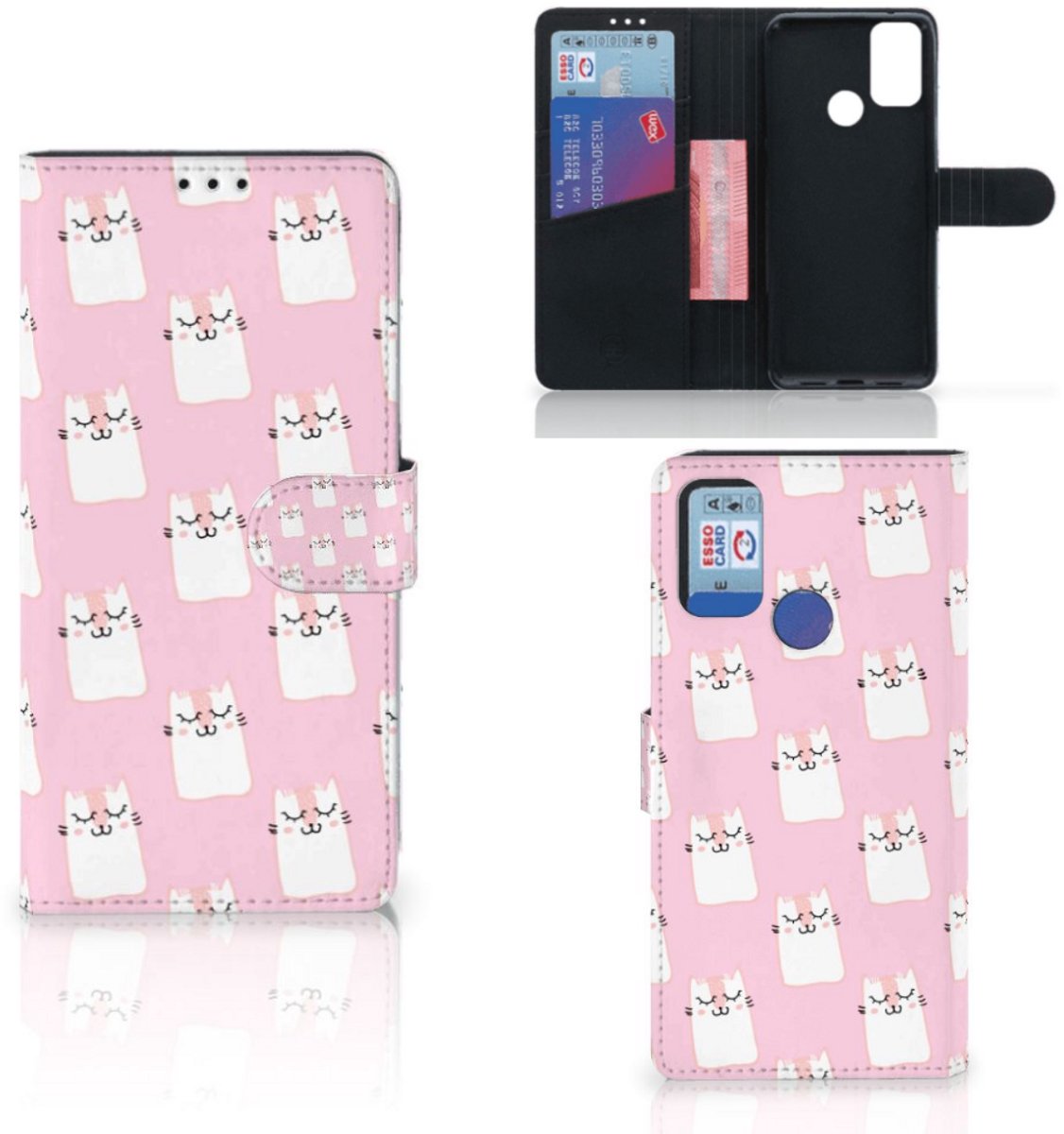 Alcatel 1S (2021) Telefoonhoesje met Pasjes Sleeping Cats