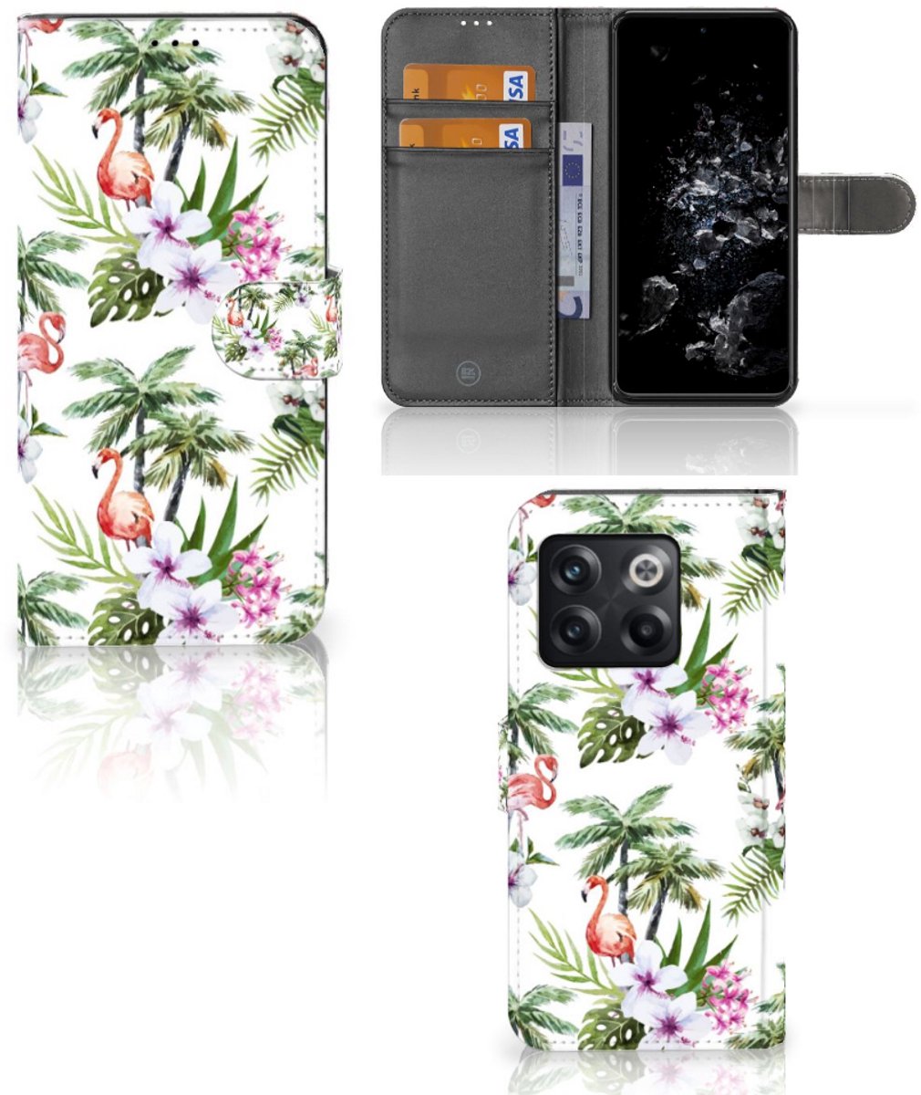 OnePlus 10T Telefoonhoesje met Pasjes Flamingo Palms