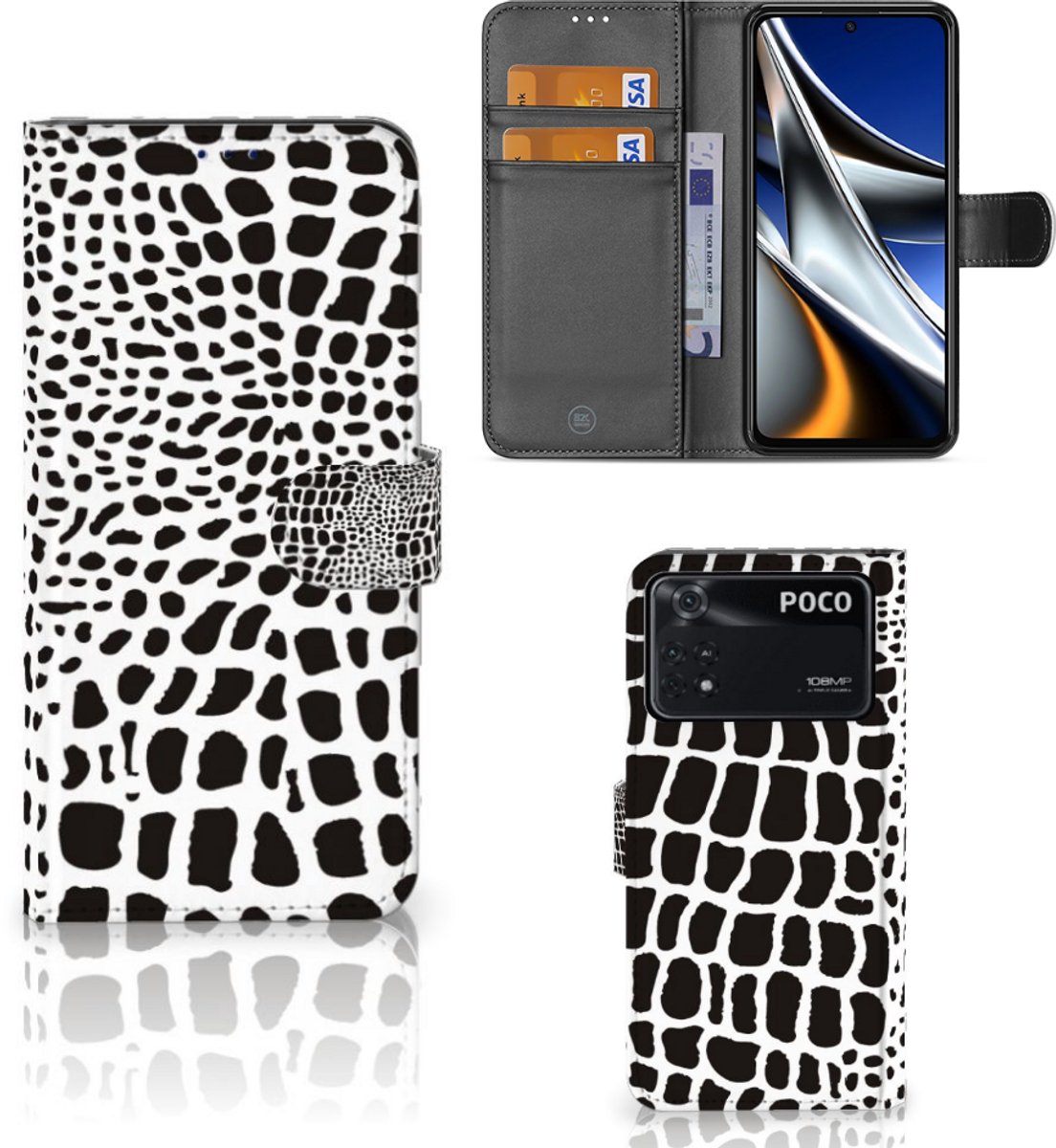 Xiaomi Poco X4 Pro 5G Telefoonhoesje met Pasjes Slangenprint