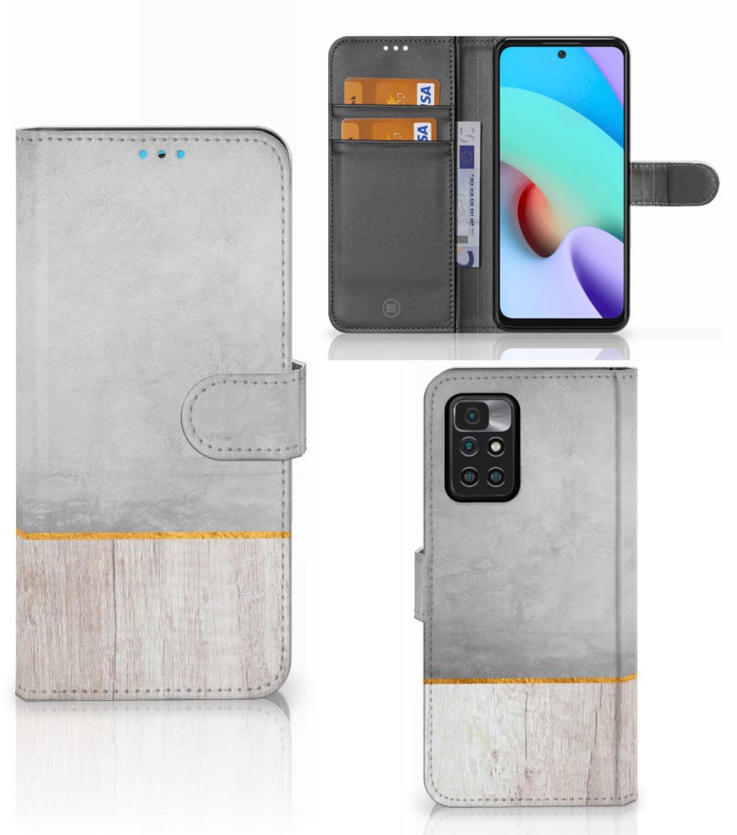 Xiaomi Redmi 10 Book Style Case Wood Concrete