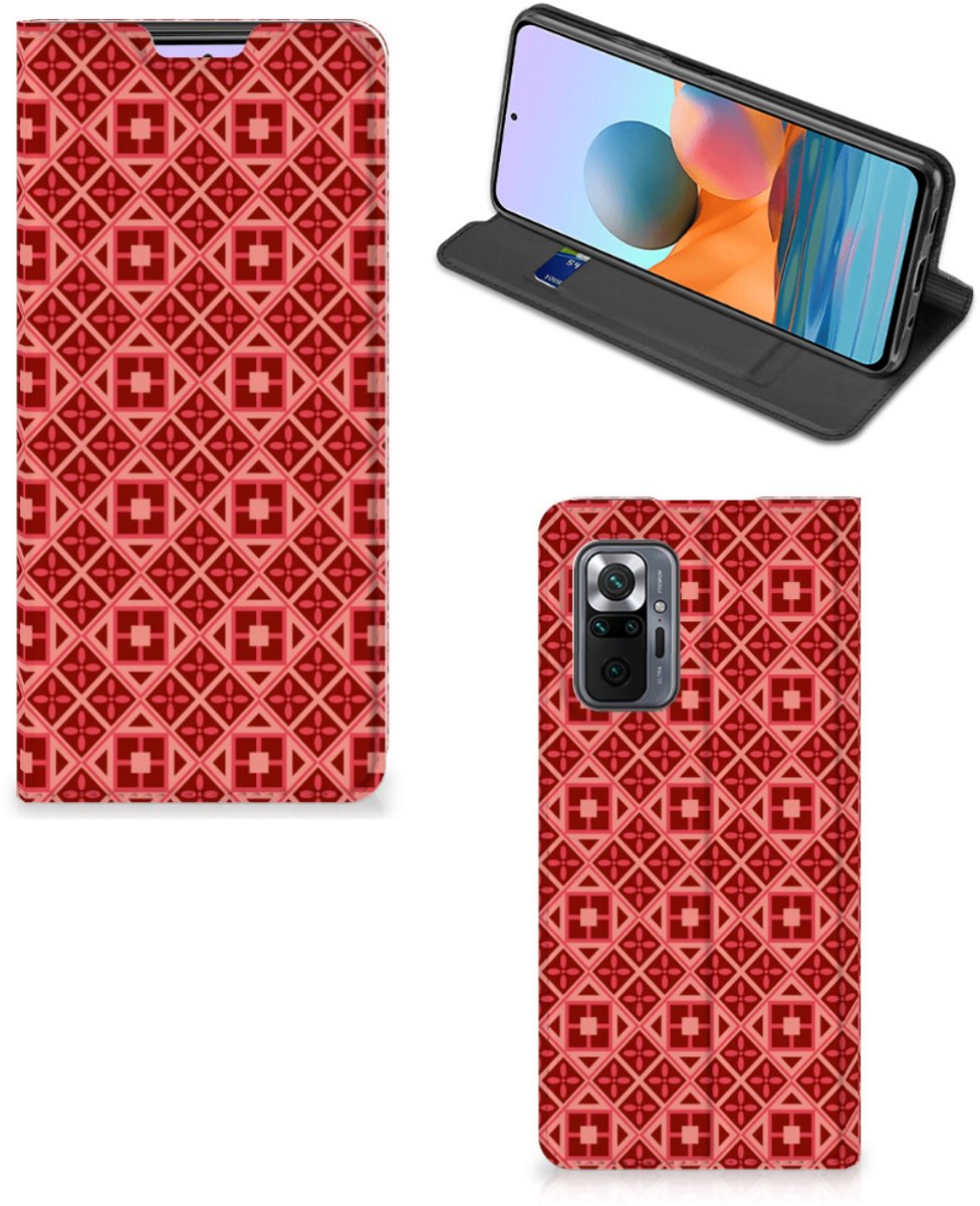 Xiaomi Redmi Note 10 Pro Hoesje met Magneet Batik Rood