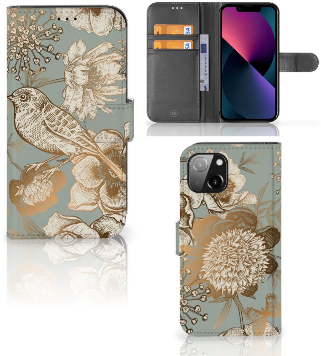 Hoesje voor Apple iPhone 13 Vintage Bird Flowers