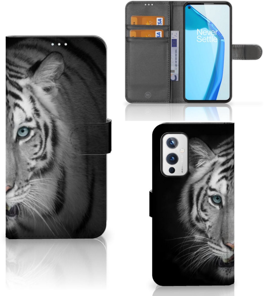 OnePlus 9 Telefoonhoesje met Pasjes Tijger