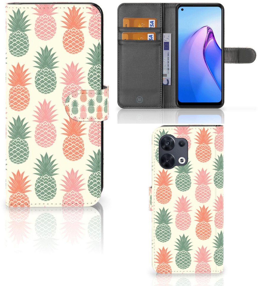 OPPO Reno8 Book Cover Ananas