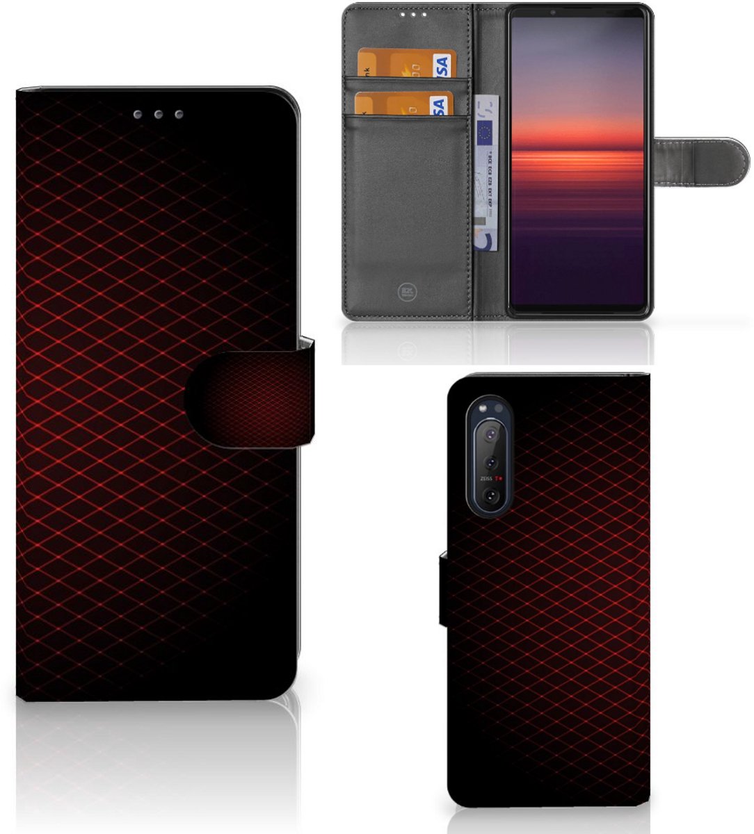 Sony Xperia 5II Telefoon Hoesje Geruit Rood