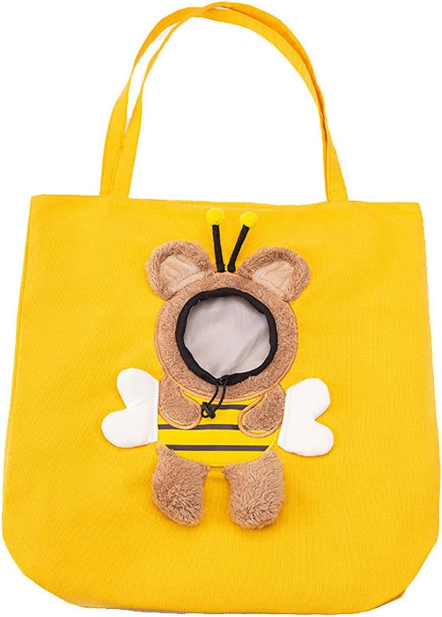 Canvas Schoudertas Huisdier - Kattendrager Puppytas - Reizen met Huisdier - Ademend Head-out Ontwerp - L 9-18 lbs - Geel