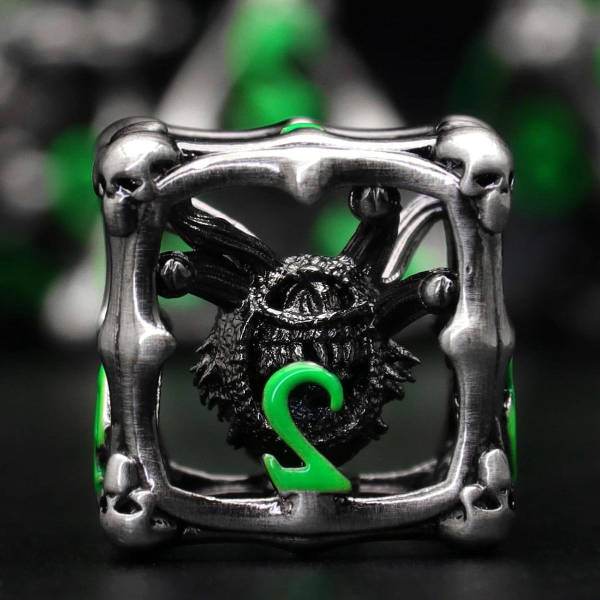 Metalen Dobbelstenen Set - RPG Dobbelstenen - Dungeons and Dragons - Uniek Toeschouwer Oog - 16-19mm - Groen