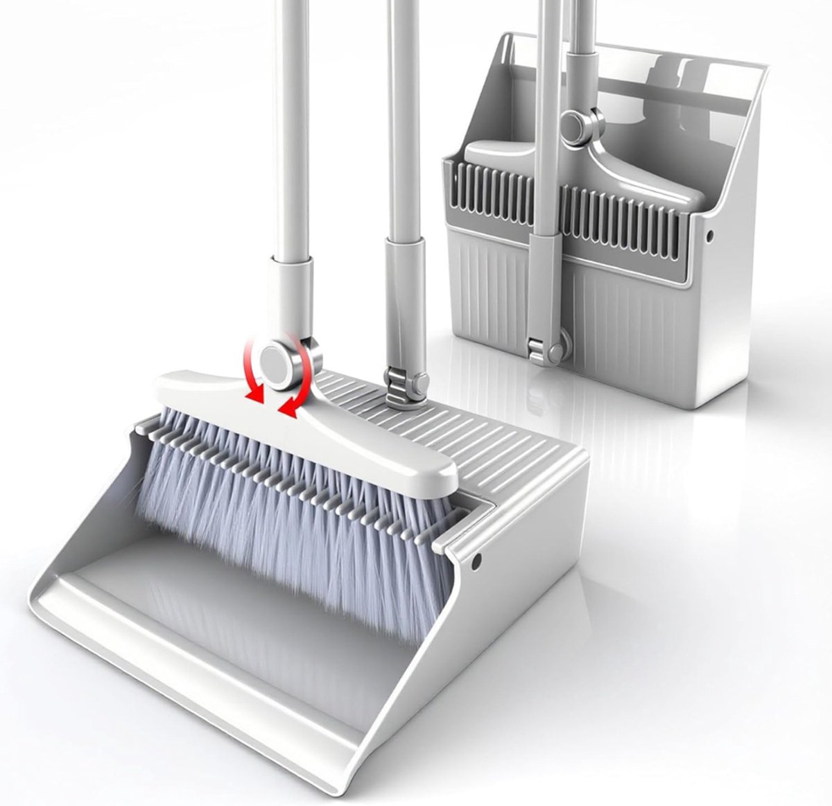 VLSelect® Veger en blik met lange steel - Stoffer en blik - Handveger - 180 Graden Roterende Veegborstel